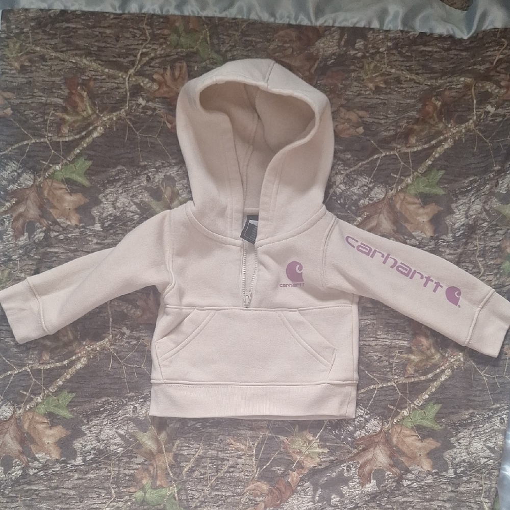 Carhartt Kids' Beige Hoodie with Purple Accents